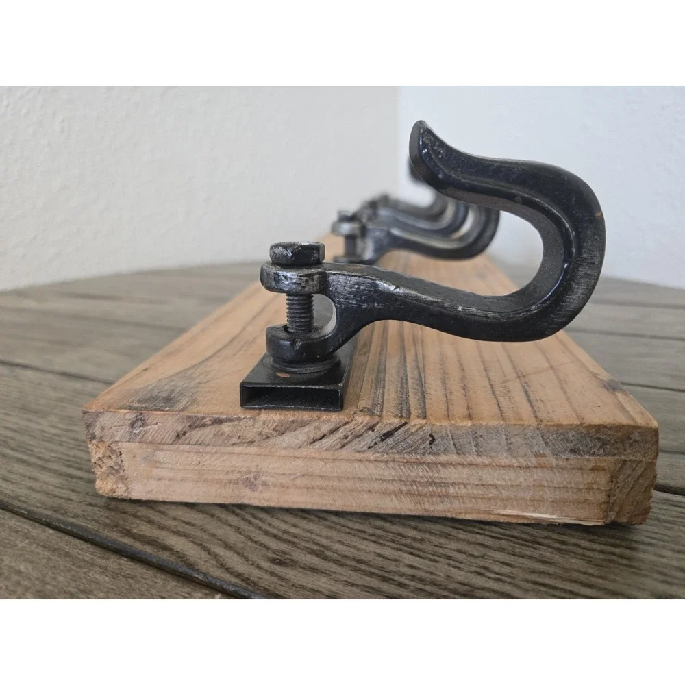 Rustic Farmhouse Wood 5 Hanger Wall Hook with Industrial Black Metal Hardware